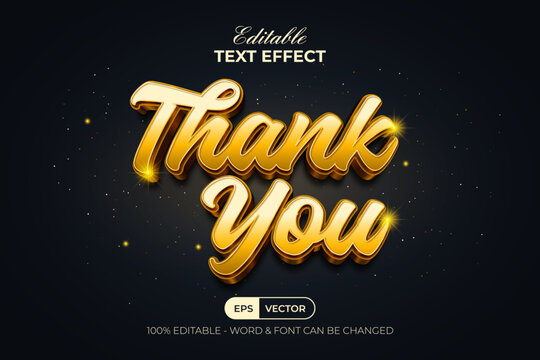Thank You Gold Text Effect 3D Style. Editable Text Effect.