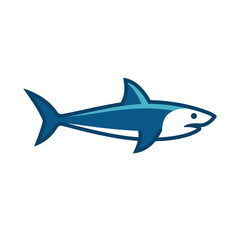 Fototapeta premium Minimalist blue and white shark vector icon.