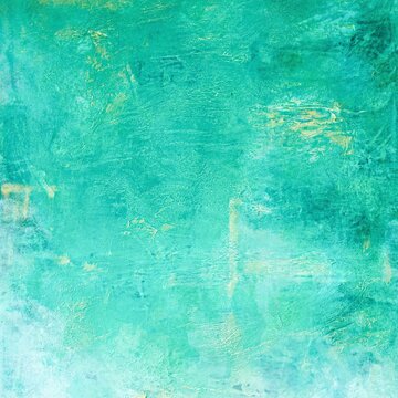 Abstract turquoise and teal textured background with gold accents and brush strokes