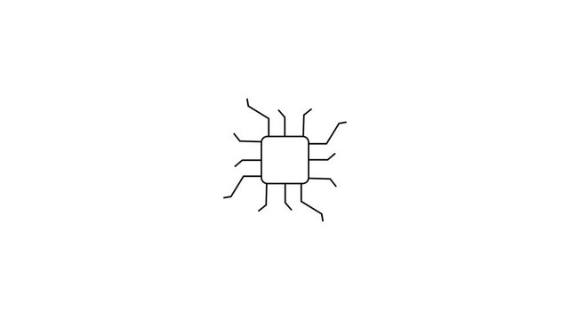 computer processor icon, simple logotype CPU icon animation.