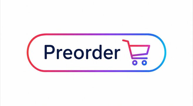 Preorder button with shopping cart icon in colorful gradient outline