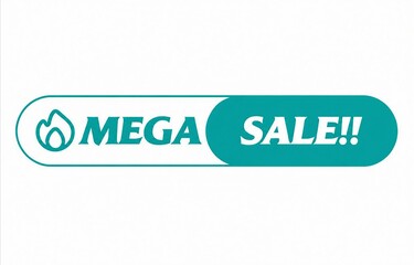 Obraz premium Modern mega sale banner with water droplet icon and turquoise background