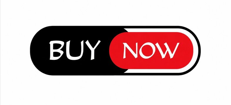Modern black and red buy now button with bold white text