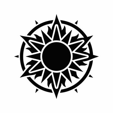Stylized Sun Compass Rose Black Icon