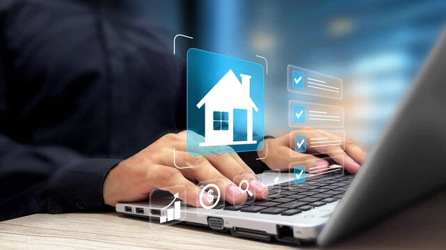 Real Estate Management. Professional Analyzing Property Checklist Using Digital Technology. Investment Strategies, Housing Insurance, Commercial Enterprises, Real Estate Opportunities. 4K Video