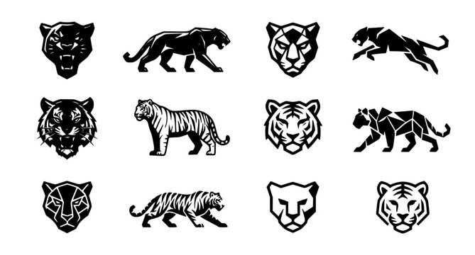 Minimal Panther Tiger Emblem Logo Vector Pack