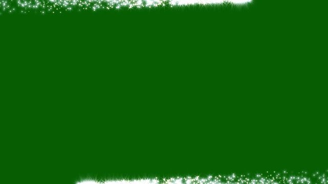 White glittering and border frame alpha channel animation, white frame glowing lights sparkle bokeh effects background, glittering rectangle animation on green background Seamless loop, 4 video