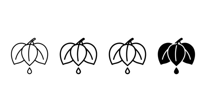 Physalis Icons Set, Chinese Lantern Plant Vector Graphics, Ground Cherry Symbol Collection, Outline and Silhouette
