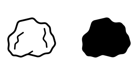 Rough Rock Stone Icon, Outline and Solid Fill Vector Graphics, Natural Element Symbols © apurbo