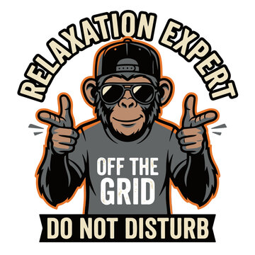 Cool Monkey Character Wearing Sunglasses and Hat Relax Tee