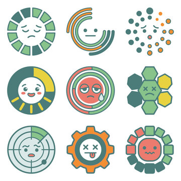 Abstract emotional status and mood chart icons.