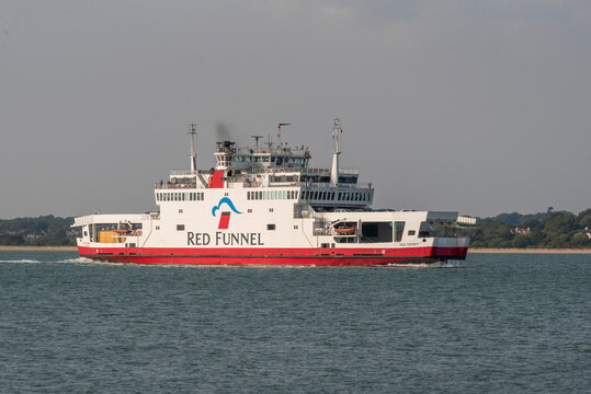 Southampton Water England UK. 23.07.2026.  Red Osprey an Isle of Wight  service roro ferry heading down Southampto Water UK.