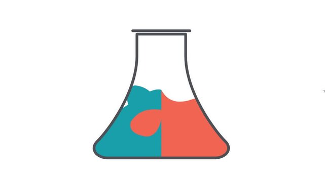Colorful liquid in a laboratory glass beaker illustration.