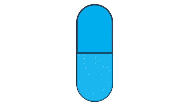 Blue capsule pill isolated on white background.
