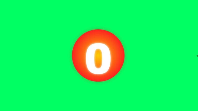 Bright red circular button with zero symbol on green background.