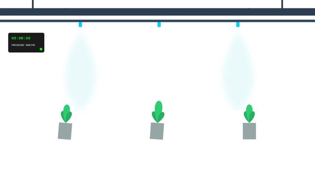 Modern ceiling air conditioning system with green icons.