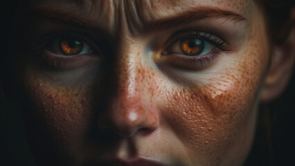 Naklejka premium Intense Gaze: A Hyper-Realistic Close-Up Portrait