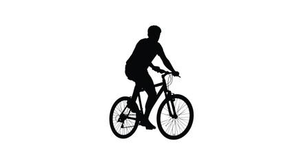 Fototapeta premium Cyclist On Bicycle Silhouette Against White Background cycling rider mountain