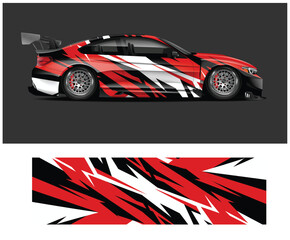 Fototapeta premium Dynamic Red and Black Racing Car Wrap Design