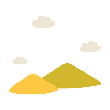 Autumn mountain and cloud design elements isolated on white background, Vector Illustration.