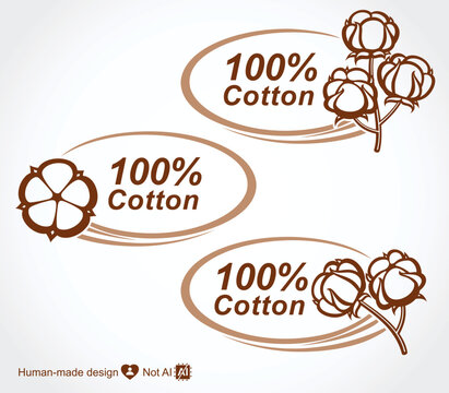 Cotton labels and icon set. Collection icon cotton. Vector