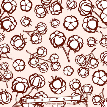 Cotton pattern background set. Collection cotton icons. Vector