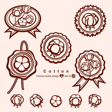 Cotton labels and icon set. Collection icon cotton. Vector