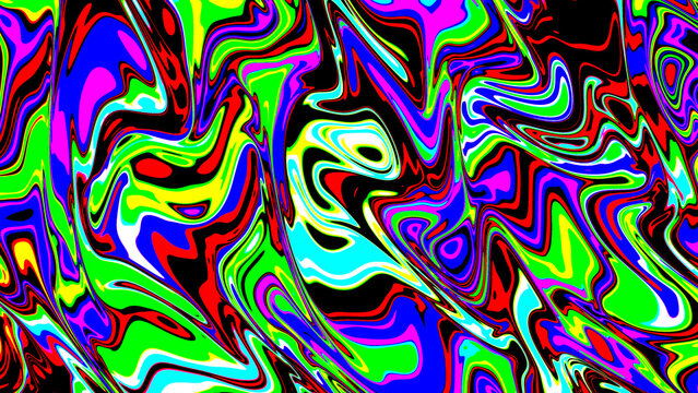 Vibrant psychedelic liquid marble abstract art background with neon colors swirling together in a mesmerizing hypnotic pattern