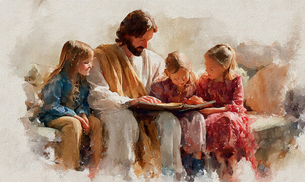Jesus as a loving teacher whose warm presence brings comfort, faith, and inspiration to every child.
