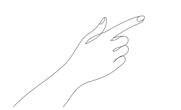One Line Hand Pointing Right, Editable Line.