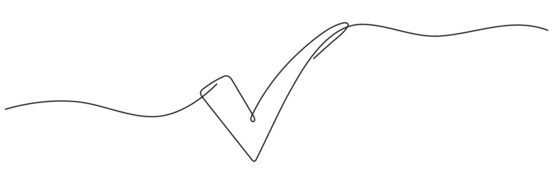 One Line Check Mark, Editable Line.