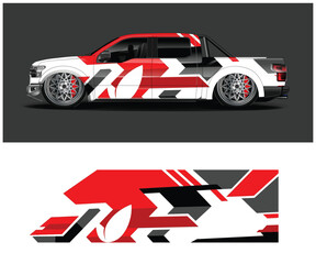 Fototapeta premium Red white and black car decal design with abstract patterns