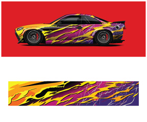 Fototapeta premium Vibrant flame decal for a sporty car