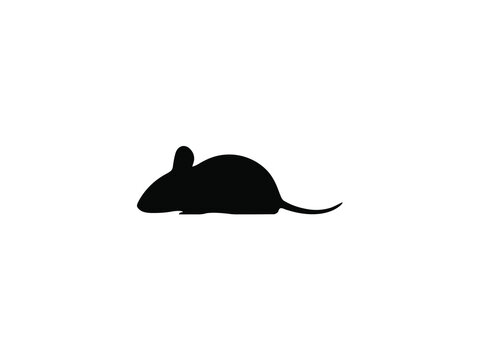 Black mouse silhouette on a white background a simple graphic representation of the rodent murine rat mice animal