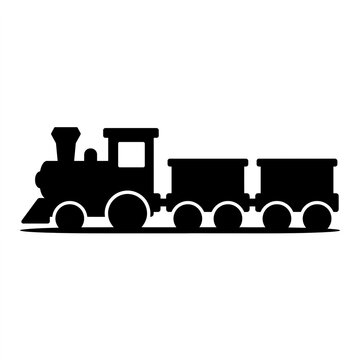 Toy train silhouette black vector icon isolated on white background for kids design and transport logo