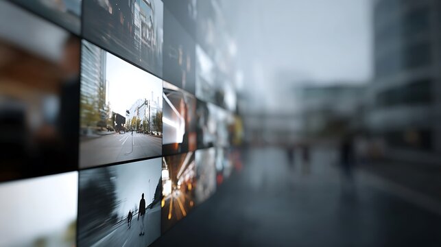 Modern Digital Video Wall and Media Content Grid in Urban Context
