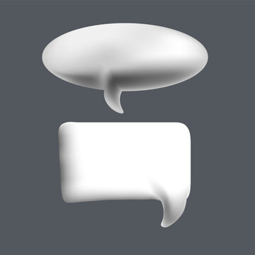 3D White Speech Bubble Chat Icon Isolated on Gray Background