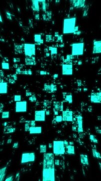 Abstract background of cyan cubes glows Background of cyan cubes stays This abstract background of glowing cyan cubes in 3D space provides a clean visual for digital media now