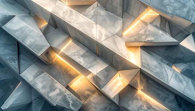 Modern geometric light gray metallic wall.