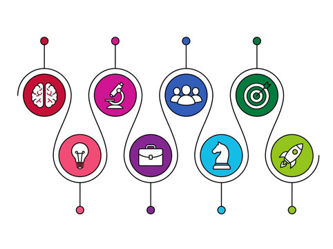 Colorful 8-Step Business Infographic Timeline and Roadmap Template