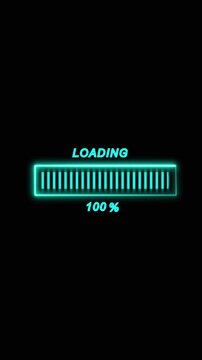 Turquoise neon loading bar glows Turquoise neon loading bar moves This turquoise neon loading bar with percentage provides a professional progress indicator for digital media