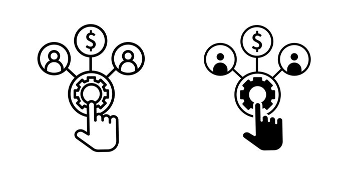 An allocation icon typically depicts a pie chart, split arrows, or a box dividing into smaller parts, representing the distribution of resources, budgets, or assets