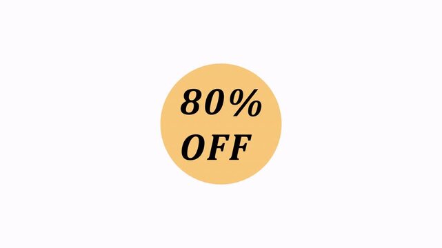 80 Percent Off Discount Tag on transparent background in 4K animation . 80% off sale banner animation .80% percent discount, promotion, and vibrant retail marketing graphic concept with Alpha Channel