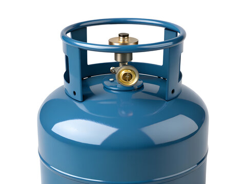 Blue LPG Gas Cylinder Metal Propane Tank Isolated on White Background
