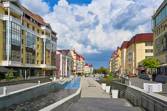 Cascade of fountains on the boulevard of Alexander Square in Stavropol, Stavropol region of Russia