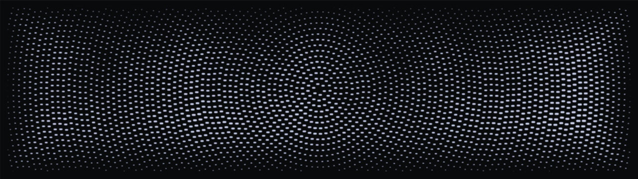 Abstract radial halftone dot pattern in white on dark background
