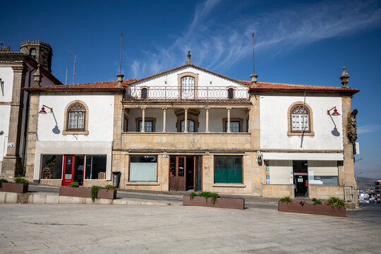 Luis de Camoes Square in Guarda, Portugal, with its historic buildings
