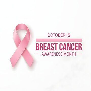 A pink ribbon symbol representing breast cancer awareness month displayed on a clean white background to promote health education and support for cancer survivors worldwide