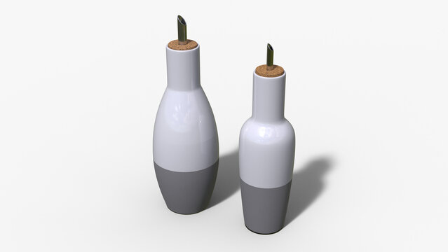Kitchen Bottles 3D Rendering 