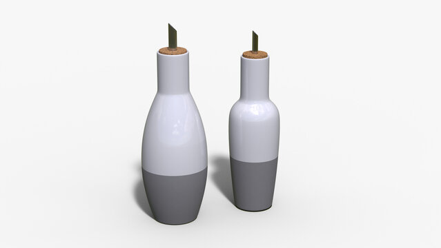 Kitchen Bottles 3D Rendering 
